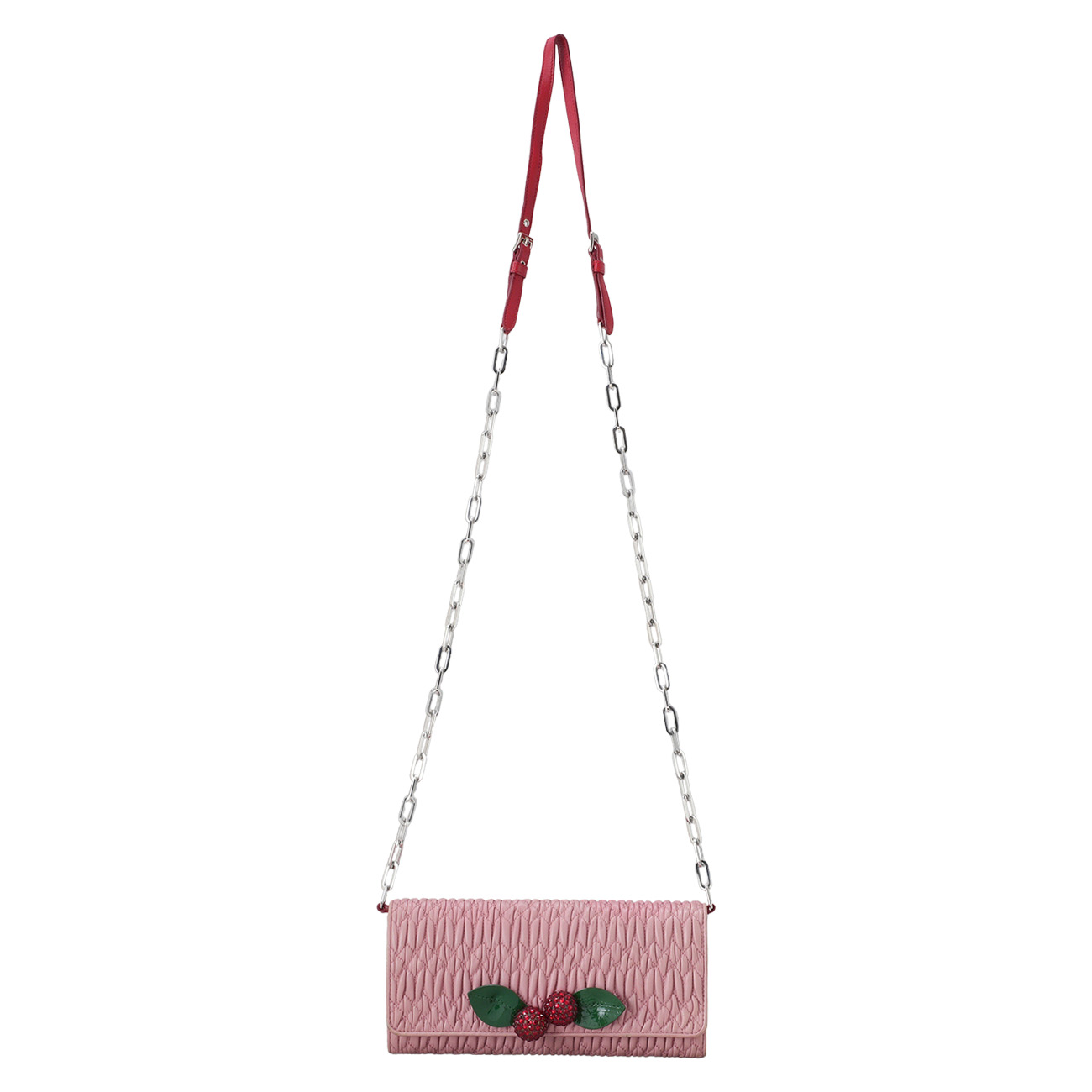 MIU MIU(USED)미우미우 나파 크리스탈 장식 체인 장지갑